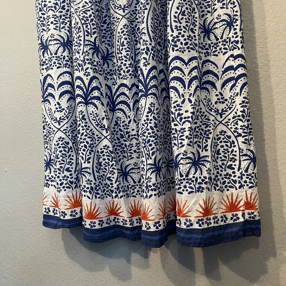 Rachel Zoe Womens Large Tropical Palm Tree Maxi Skirt Linen Blend Boho Summer - Picture 3 of 13